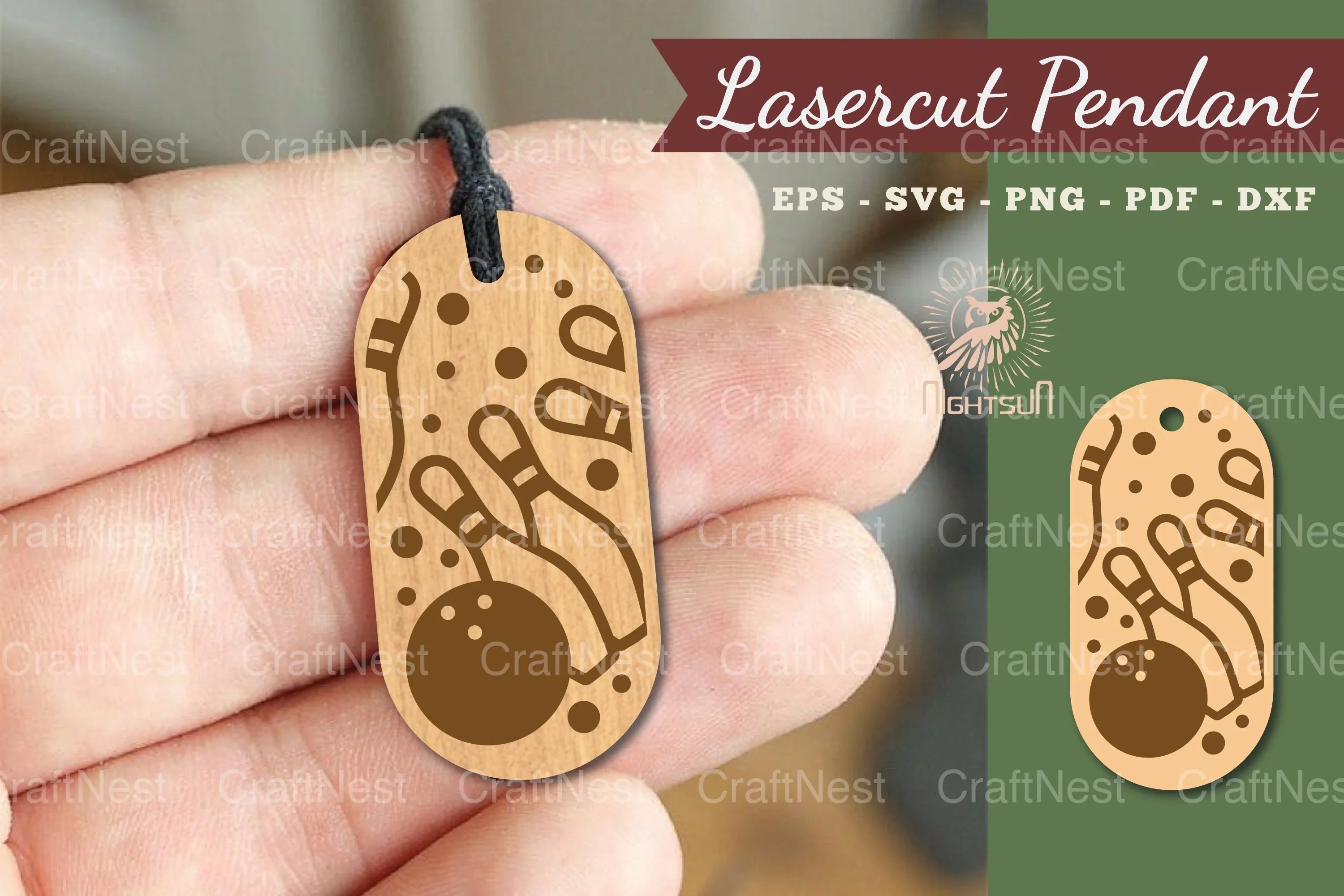Bowling Lasercut Pendant Design Bundle - CraftNest - Digital Crafting and Art