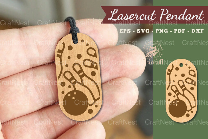Bowling Lasercut Pendant Design Bundle - CraftNest - Digital Crafting and Art
