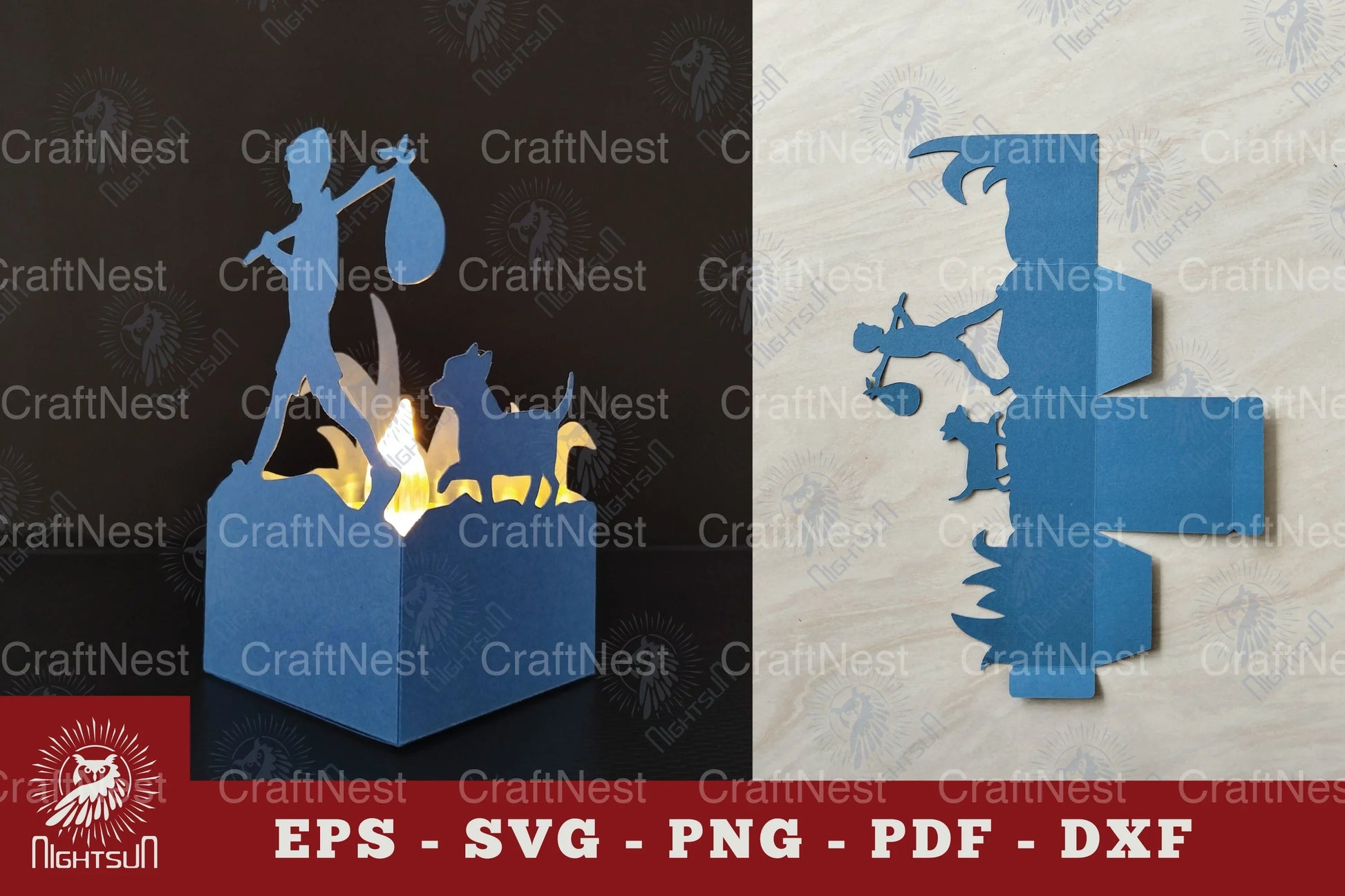 Boy with Dog Papercut Lantern Clipart Bundle - CraftNest - Digital Crafting and Art
