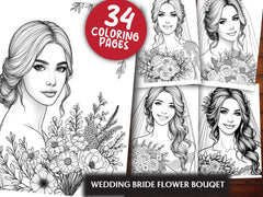 Wedding Bride Flower Bouquet Coloring Book - CraftNest - Digital Crafting and Art