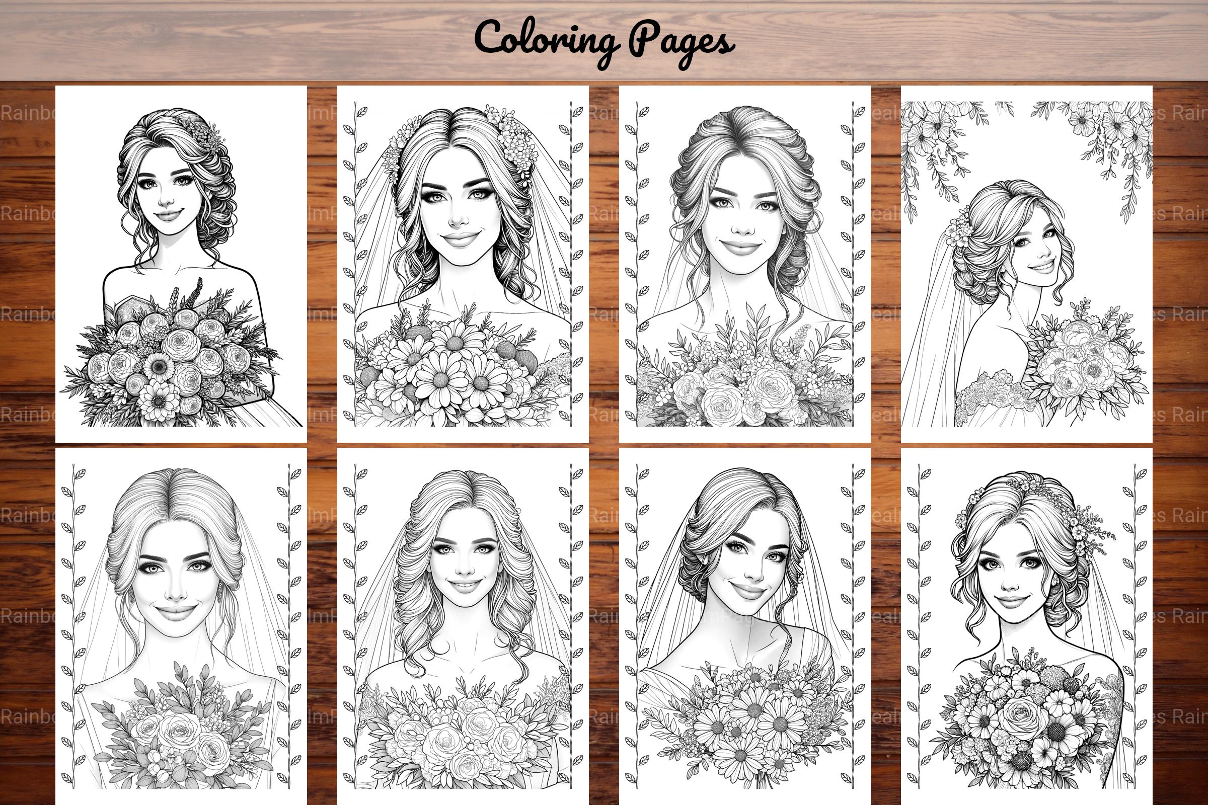 Wedding Bride Flower Bouquet Coloring Book - CraftNest - Digital Crafting and Art