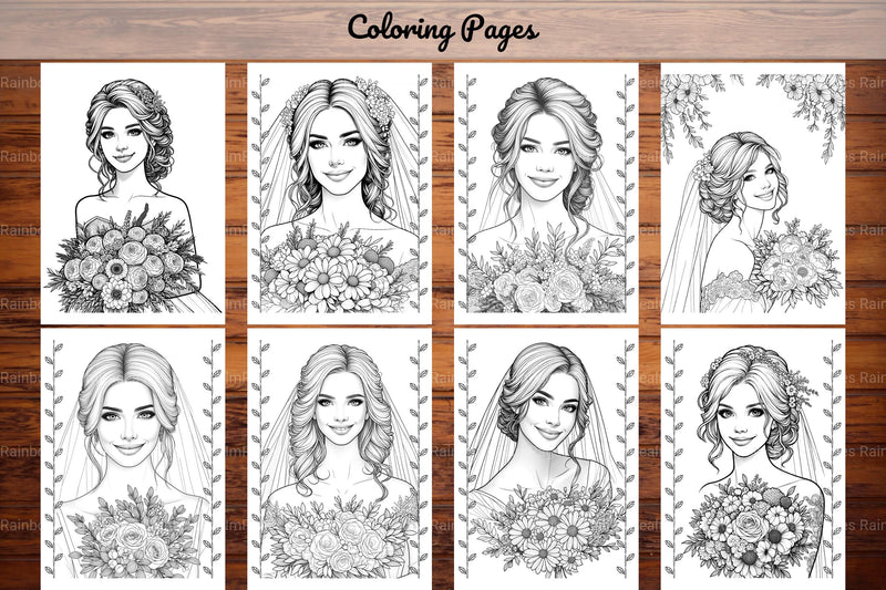 Wedding Bride Flower Bouquet Coloring Book - CraftNest - Digital Crafting and Art