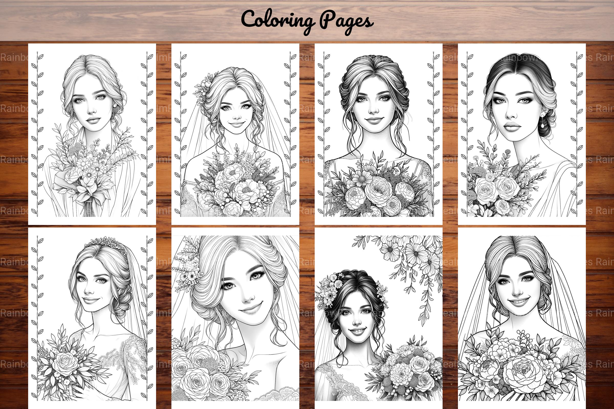 Wedding Bride Flower Bouquet Coloring Book - CraftNest - Digital Crafting and Art
