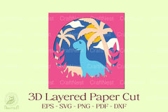 Brontosaurus 3D Layered Papercut Clipart Bundle - CraftNest - Digital Crafting and Art