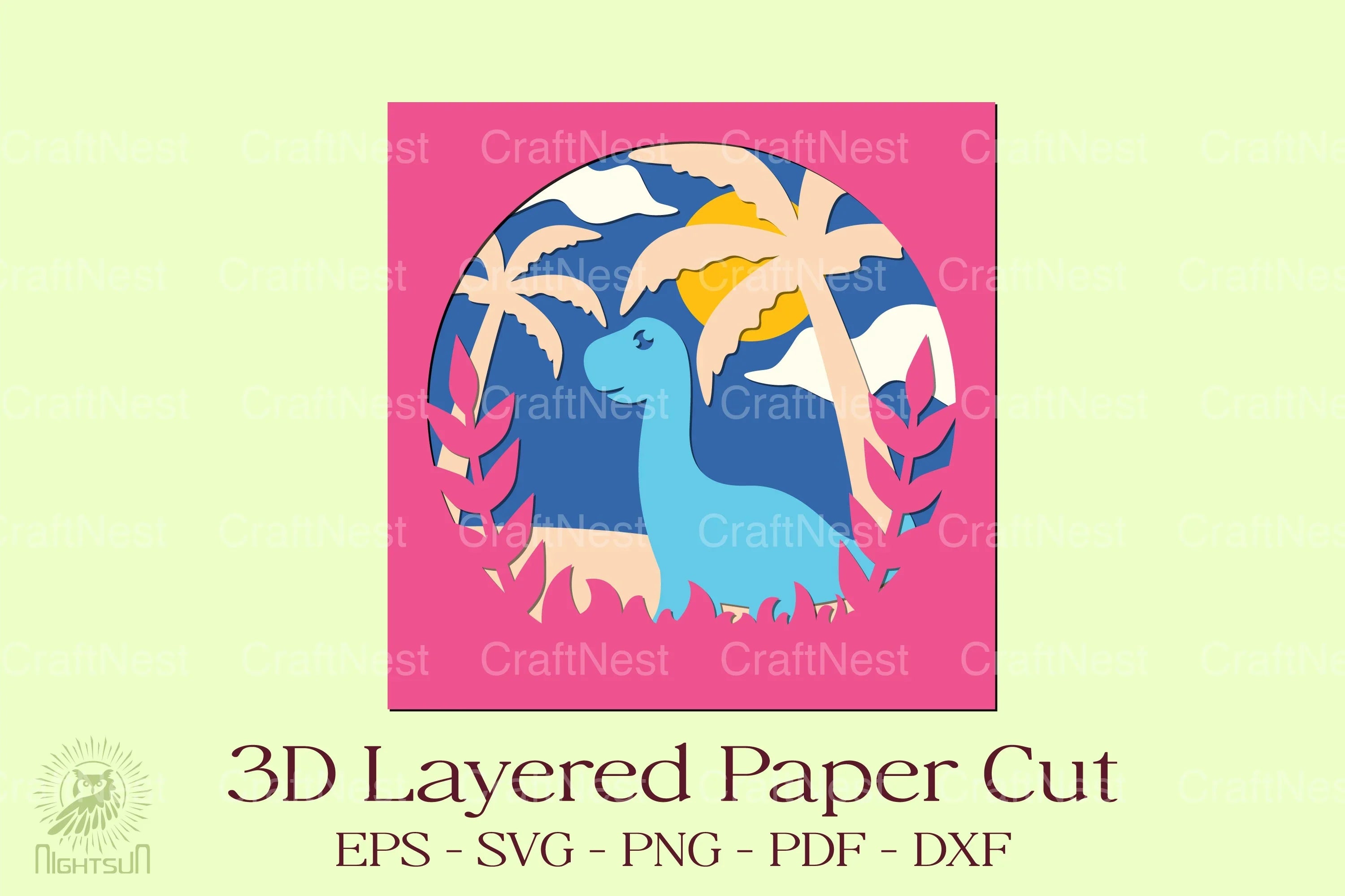 Brontosaurus 3D Layered Papercut Clipart Bundle - CraftNest - Digital Crafting and Art