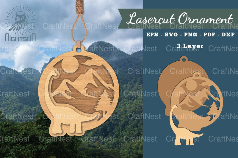 Brontosaurus Laser Cut Ornament Clipart Bundle - CraftNest - Digital Crafting and Art
