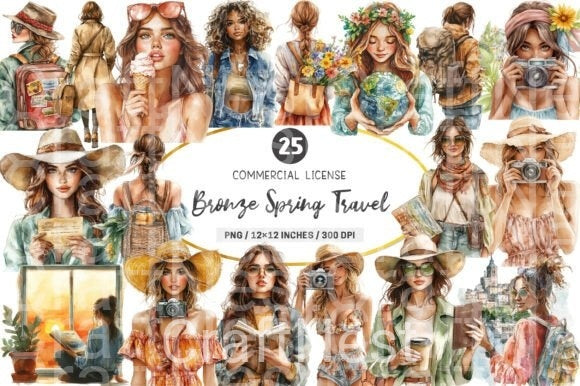 Bronze Spring Travel Clipart Bundle - CraftNest - Digital Crafting and Art