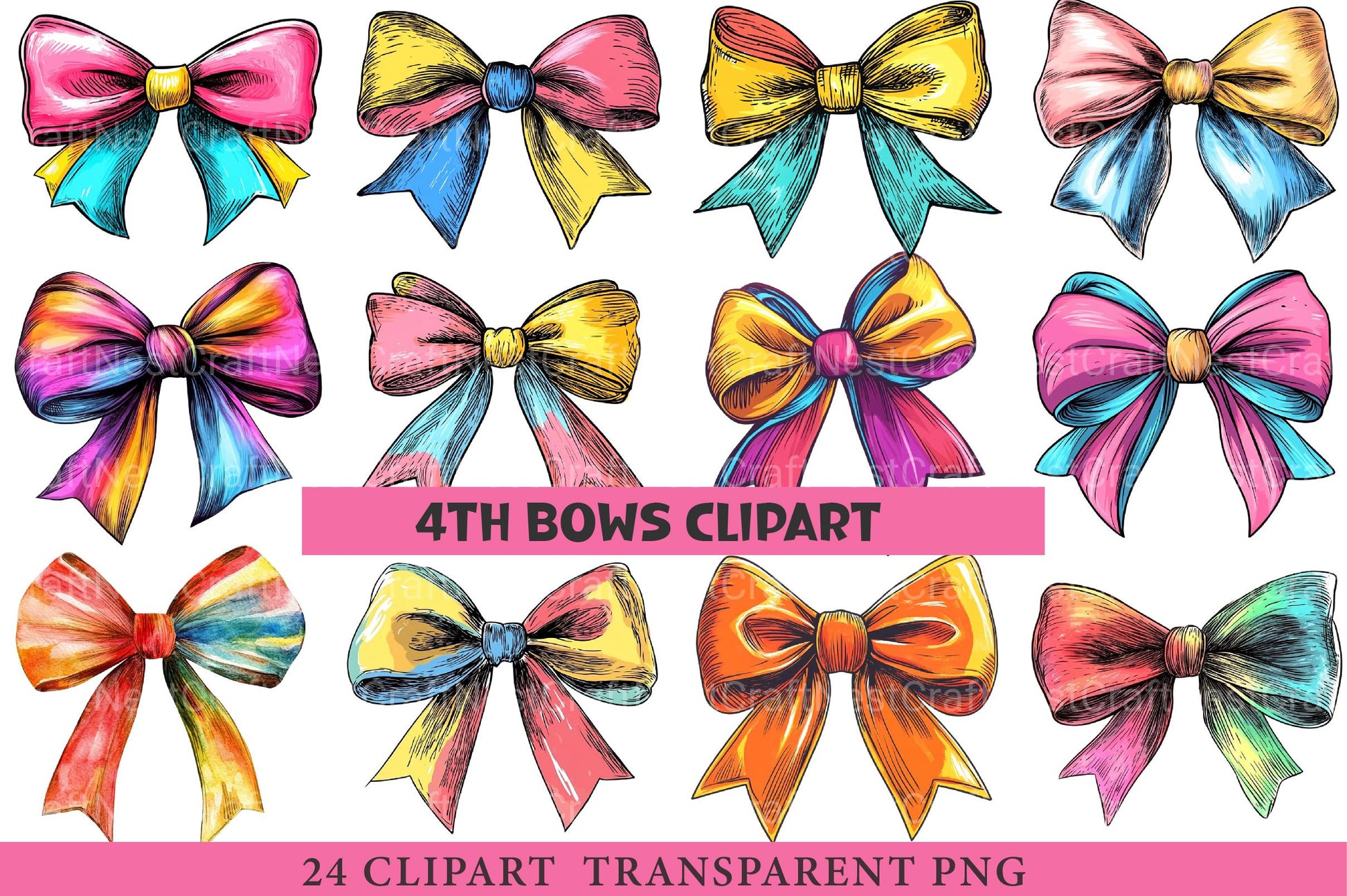 4th of July Bows Clipart - CraftNest - Digital Crafting and Art