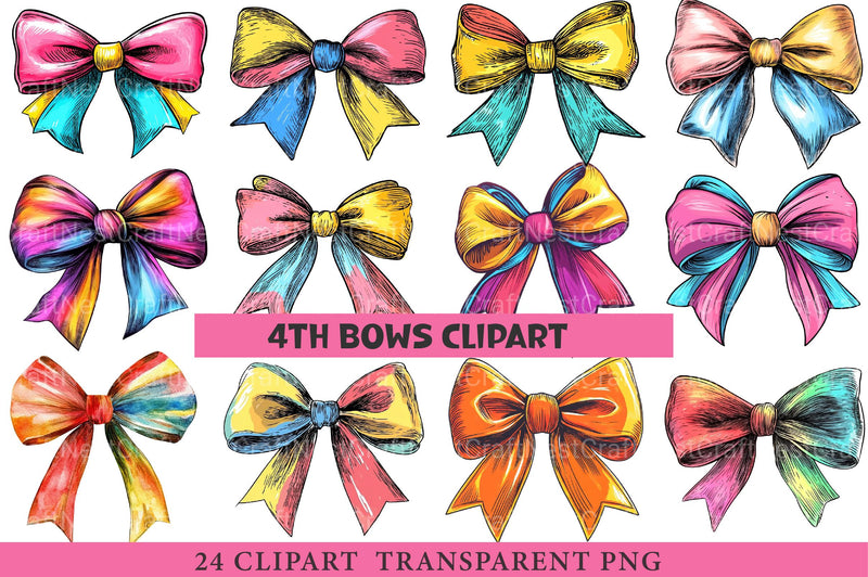 4th of July Bows Clipart - CraftNest - Digital Crafting and Art