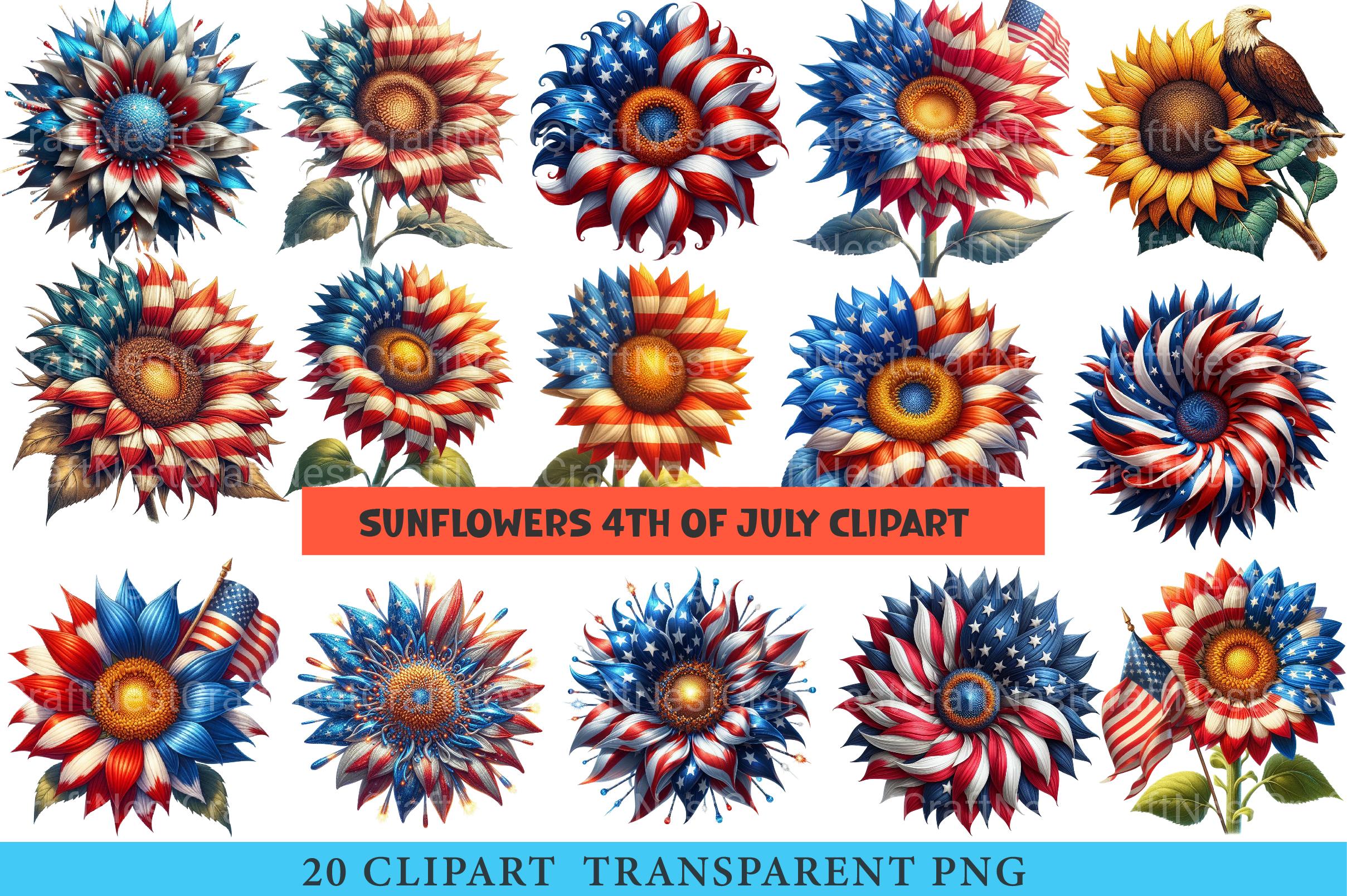 Sunflowers 4th of July Clipart - CraftNest - Digital Crafting and Art