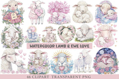 Lamb & Ewe Love Clipart - CraftNest - Digital Crafting and Art