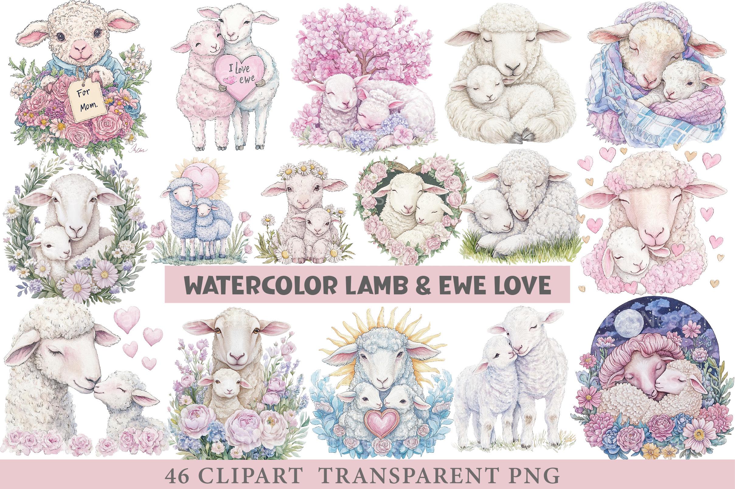 Lamb & Ewe Love Clipart - CraftNest - Digital Crafting and Art