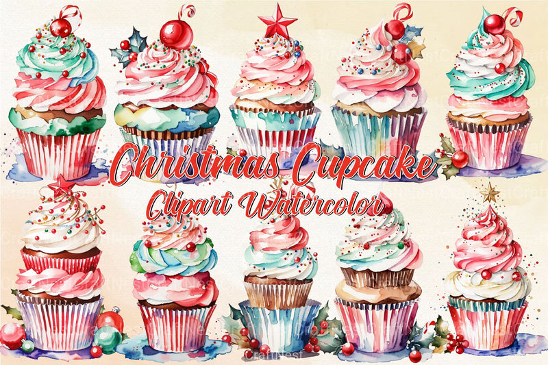 Christmas Cupcake Clipart Bundle 2 - CraftNest - Digital Crafting and Art
