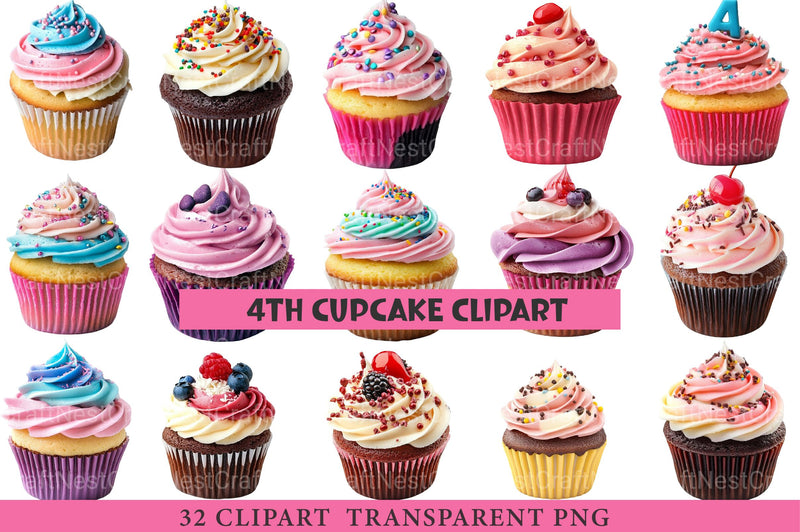 4th of July Cupcake Clipart - CraftNest - Digital Crafting and Art