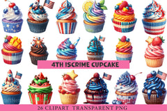 4th of July Ice Cream Cupcake Clipart - CraftNest - Digital Crafting and Art