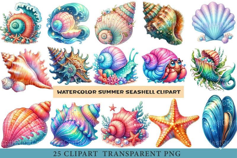Summer Seashell Clipart - CraftNest - Digital Crafting and Art