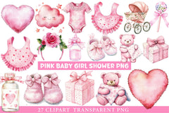 Pink Baby Girl Shower Clipart - CraftNest - Digital Crafting and Art