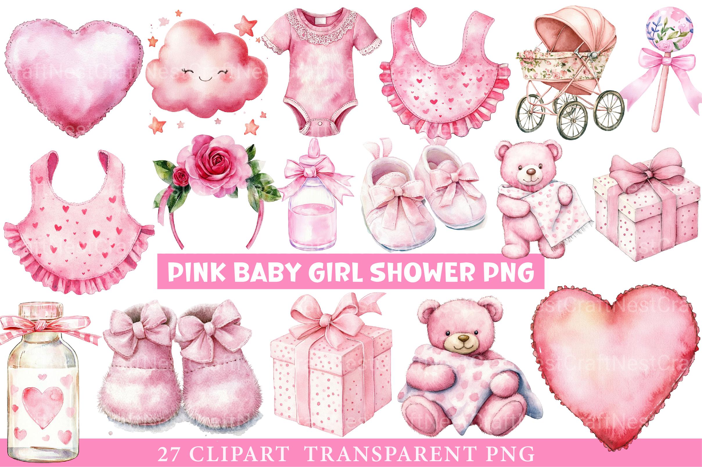 Pink Baby Girl Shower Clipart - CraftNest - Digital Crafting and Art