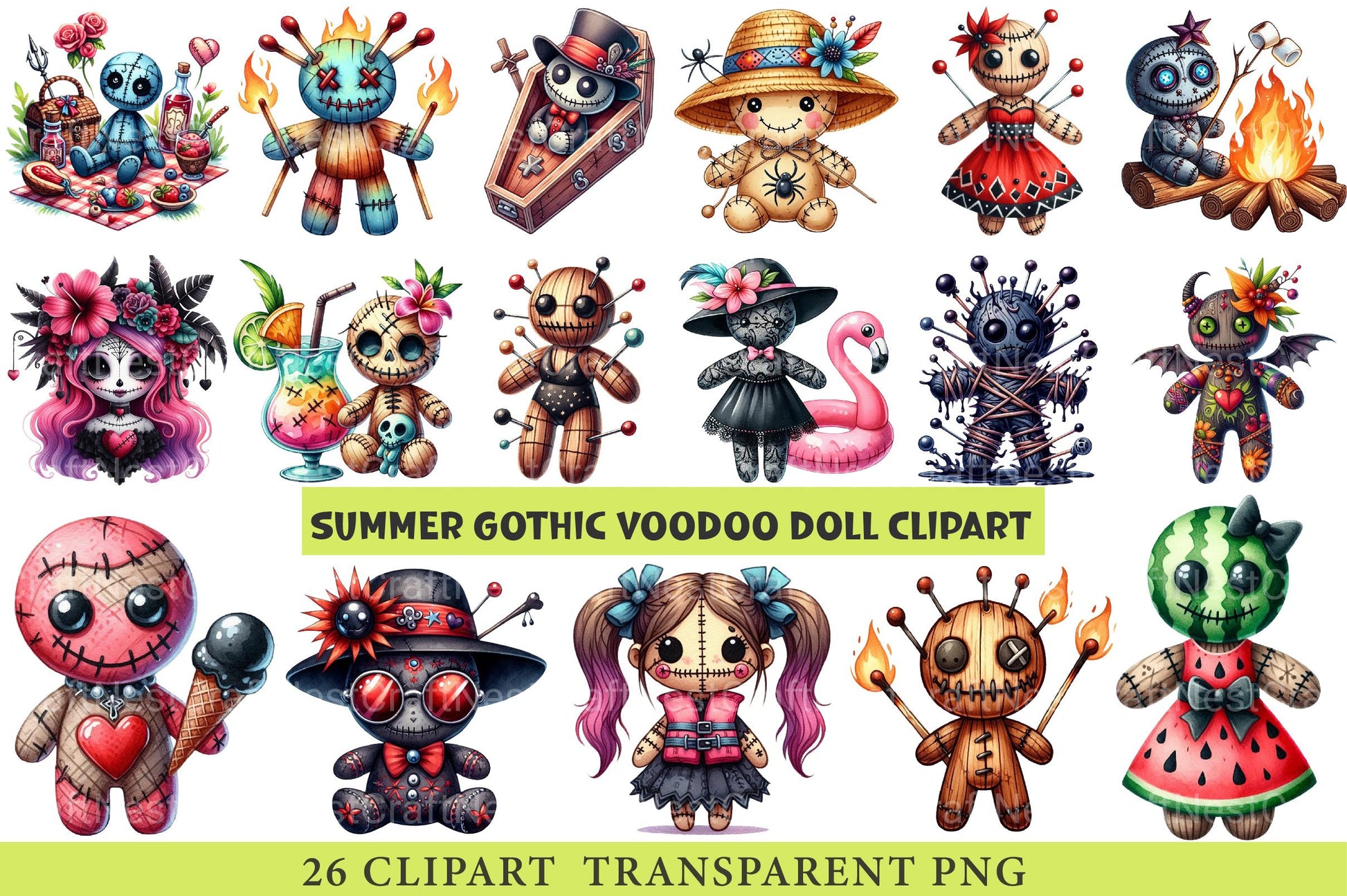 Summer Gothic Voodoo Doll Clipart - CraftNest - Digital Crafting and Art