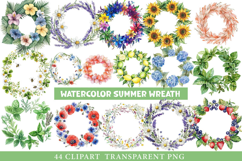 Summer Wreath Clipart - CraftNest - Digital Crafting and Art