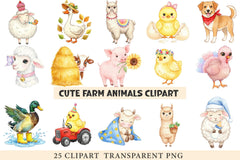 Cute Farm Animals Clipart 2 - CraftNest - Digital Crafting and Art