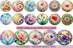 Round Stained Glass Spring Little Flower Clipart 1 - CraftNest - Digital Crafting and Art