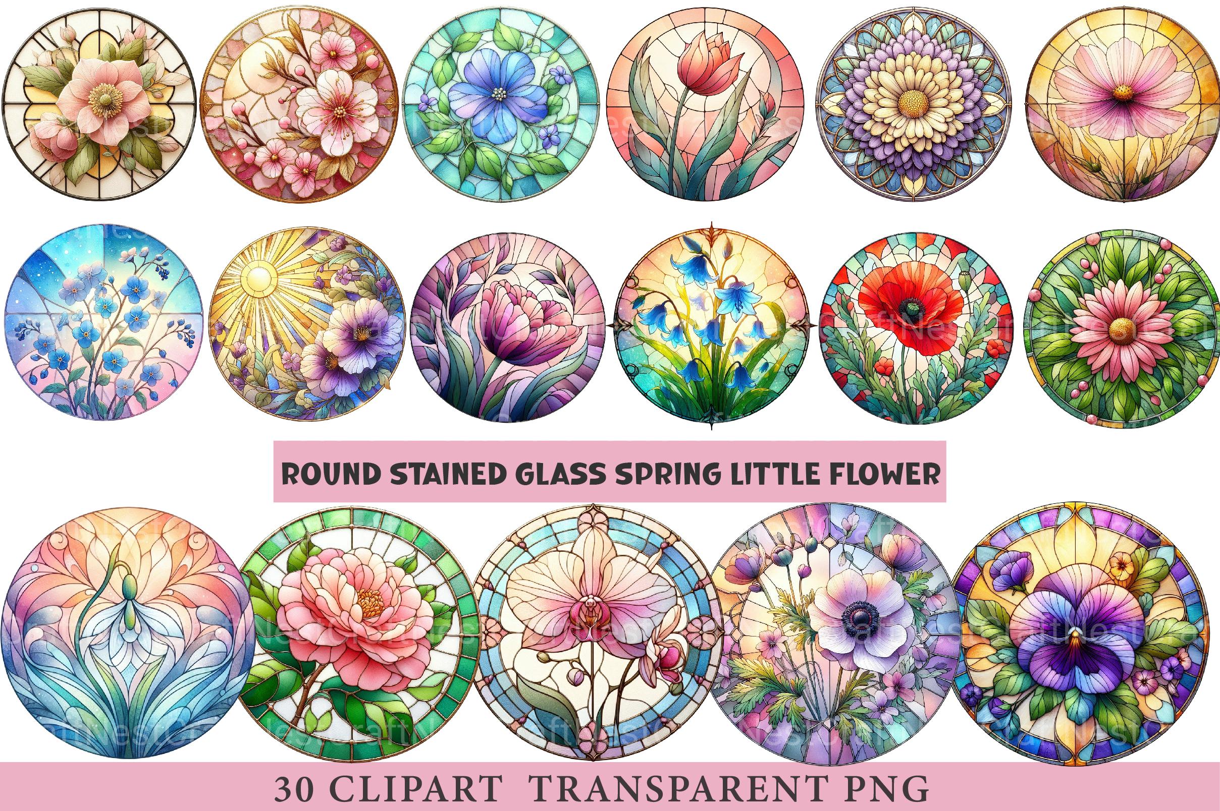 Round Stained Glass Spring Little Flower Clipart 1 - CraftNest - Digital Crafting and Art
