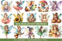 Boho Woodland Fairy Clipart - CraftNest - Digital Crafting and Art