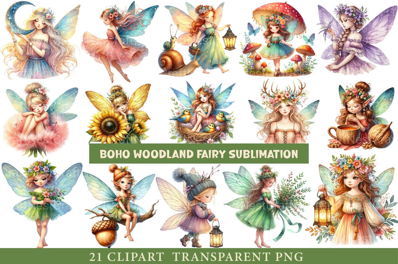 Boho Woodland Fairy Clipart - CraftNest - Digital Crafting and Art