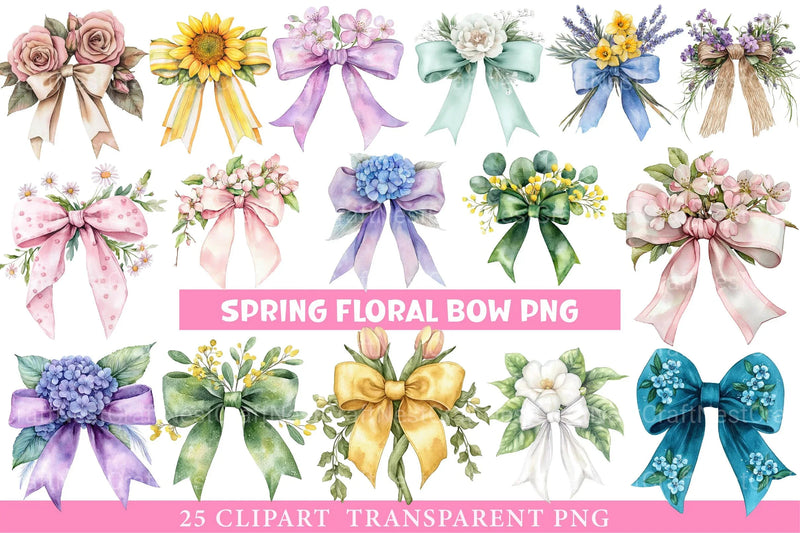 Spring Floral Bow Clipart - CraftNest - Digital Crafting and Art