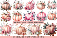 Fall Pink Floral Pumpkin Clipart - CraftNest - Digital Crafting and Art