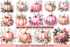Fall Pink Floral Pumpkin Clipart
