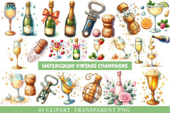 Vintage Champagne Clipart - CraftNest - Digital Crafting and Art