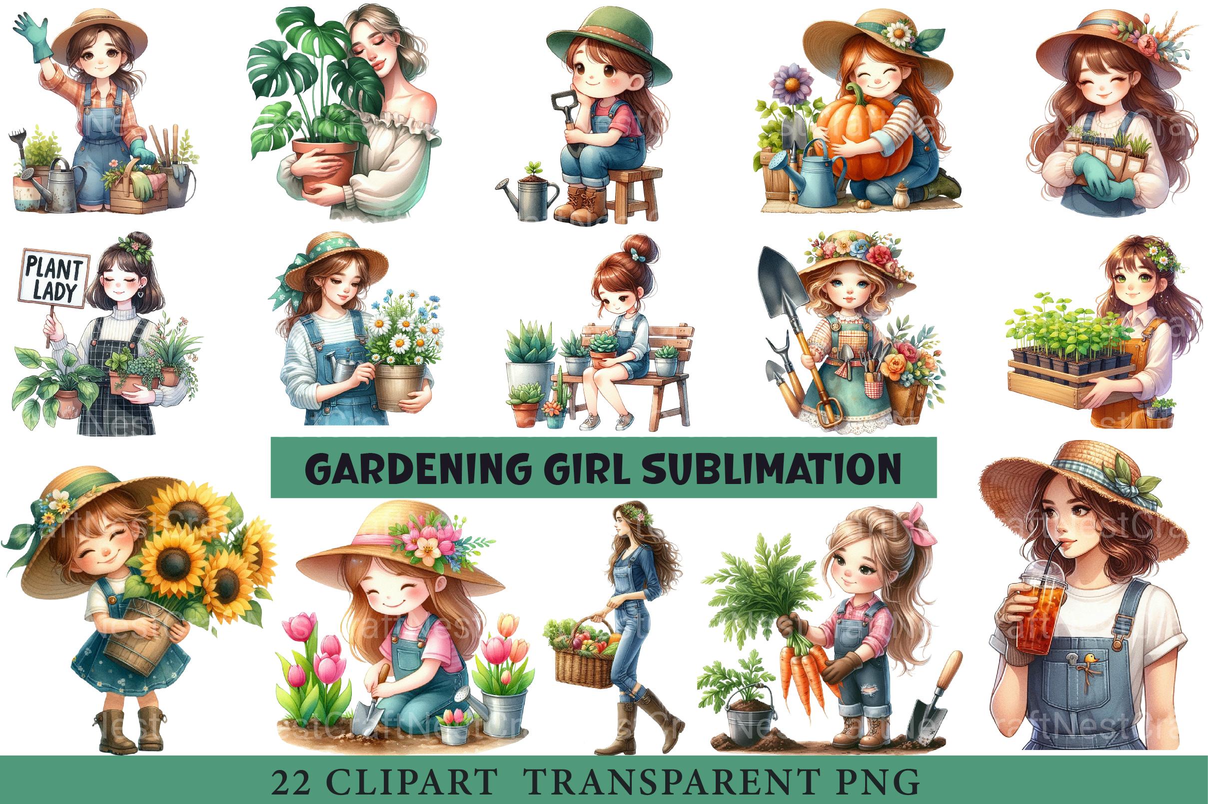 Gardening Girl Clipart - CraftNest - Digital Crafting and Art