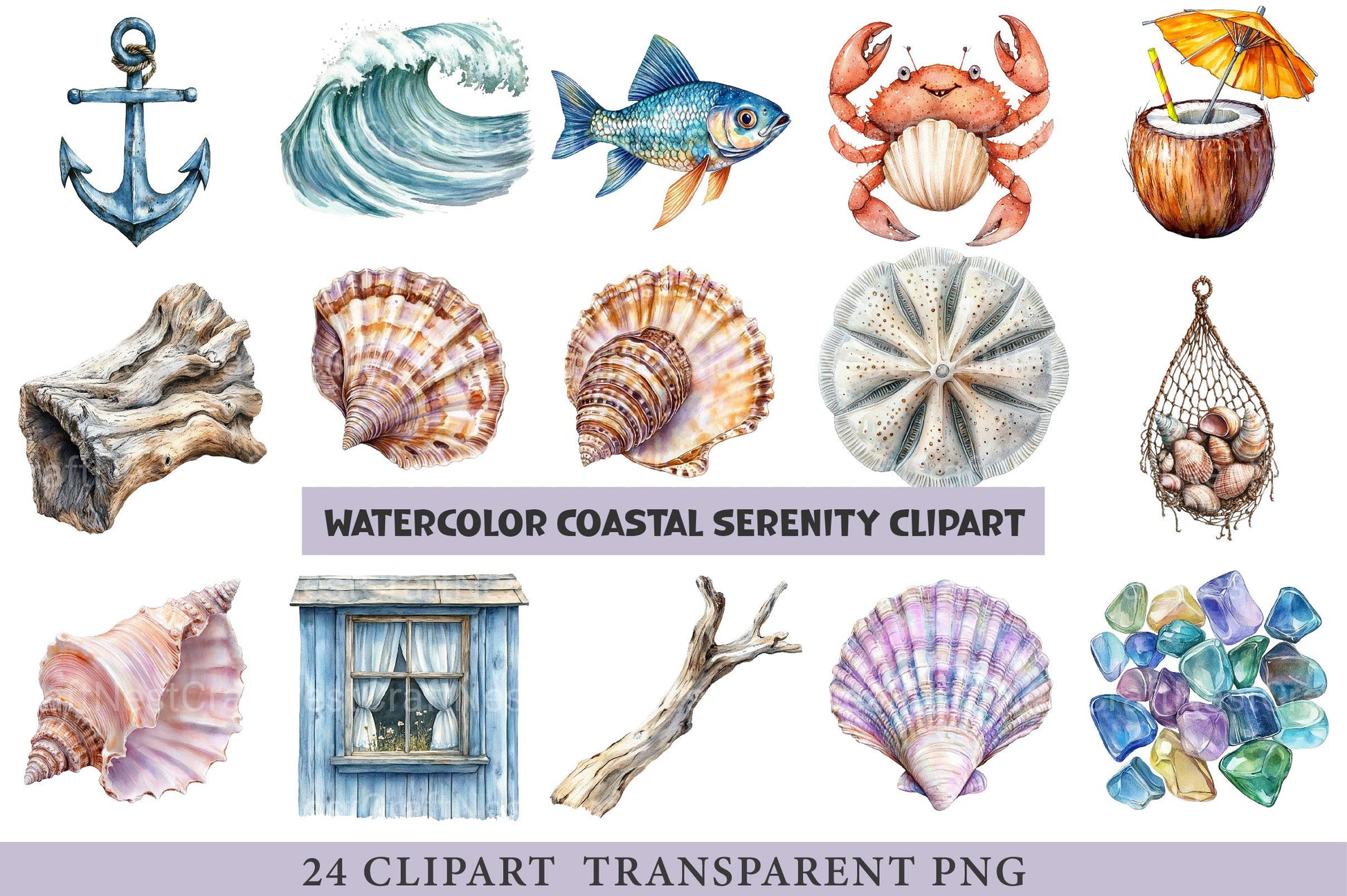 Coastal Serenity Clipart - CraftNest - Digital Crafting and Art