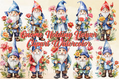 Gnome Holding Flower Clipart Bundle - CraftNest - Digital Crafting and Art