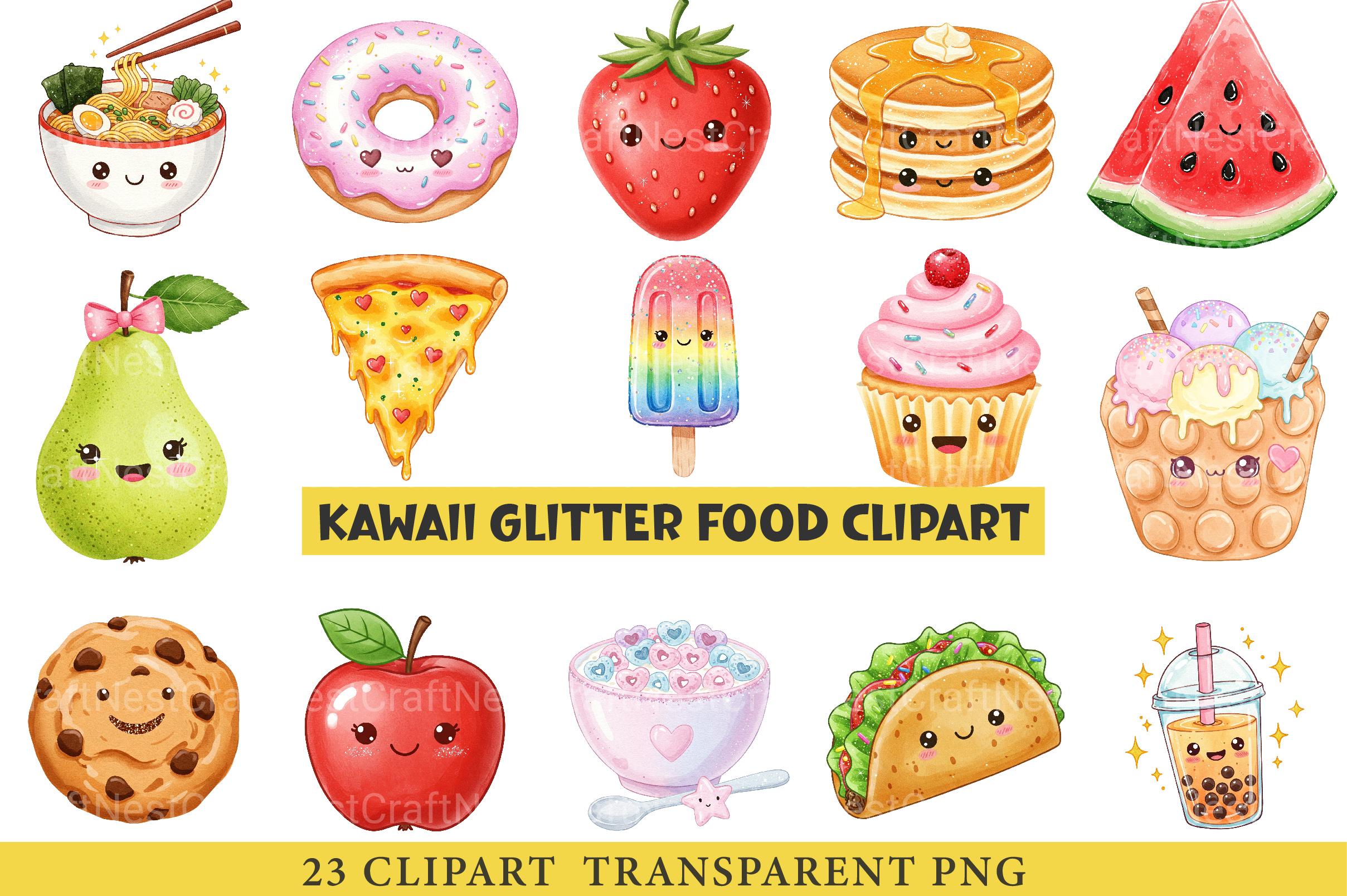Kawaii Glitter Food Clipart - CraftNest - Digital Crafting and Art