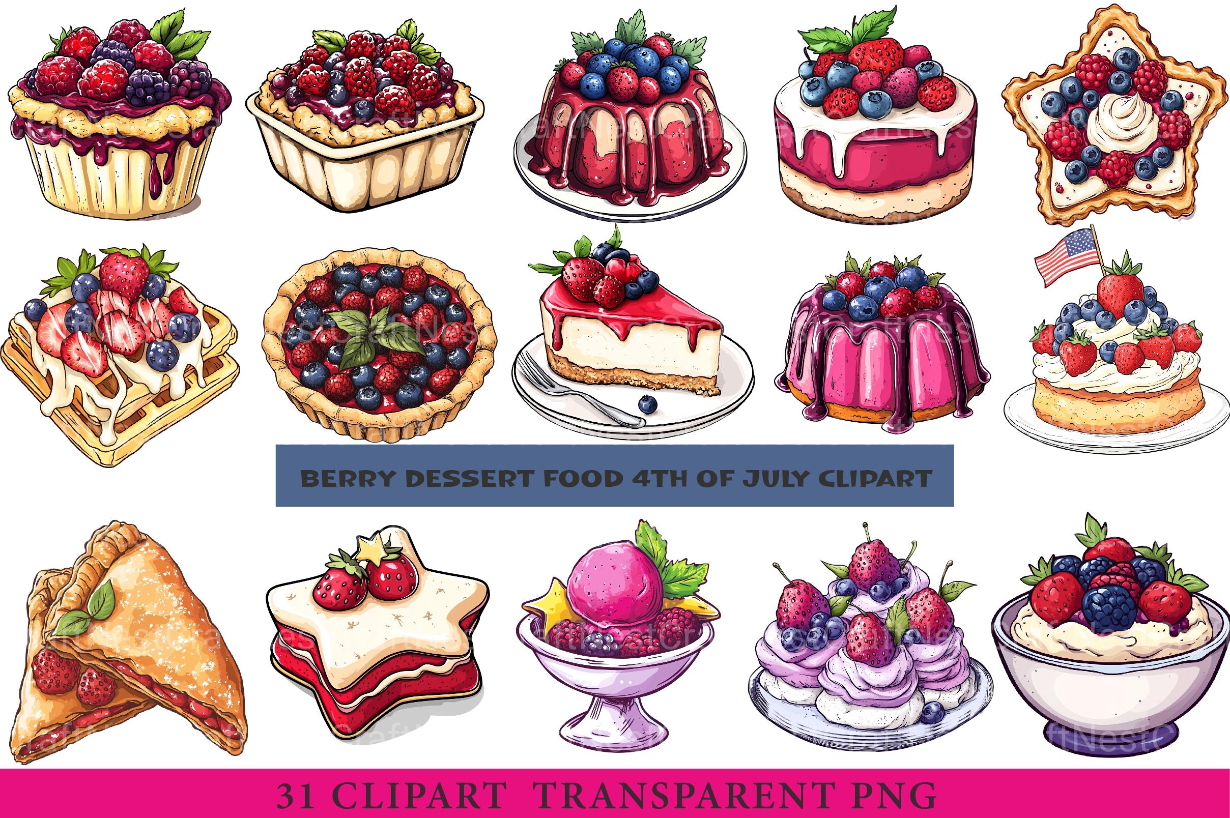 Berry Dessert 4th of July Clipart - CraftNest - Digital Crafting and Art