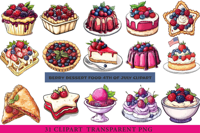 Berry Dessert 4th of July Clipart - CraftNest - Digital Crafting and Art