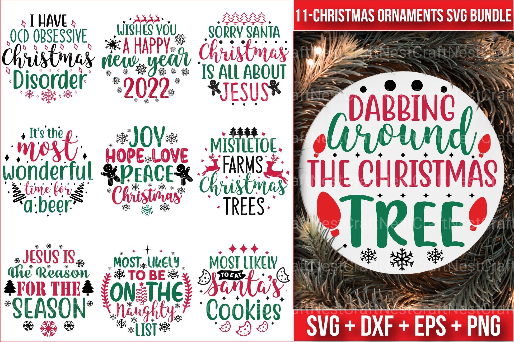 Christmas Ornaments Bundle 55 - CraftNest - Digital Crafting and Art