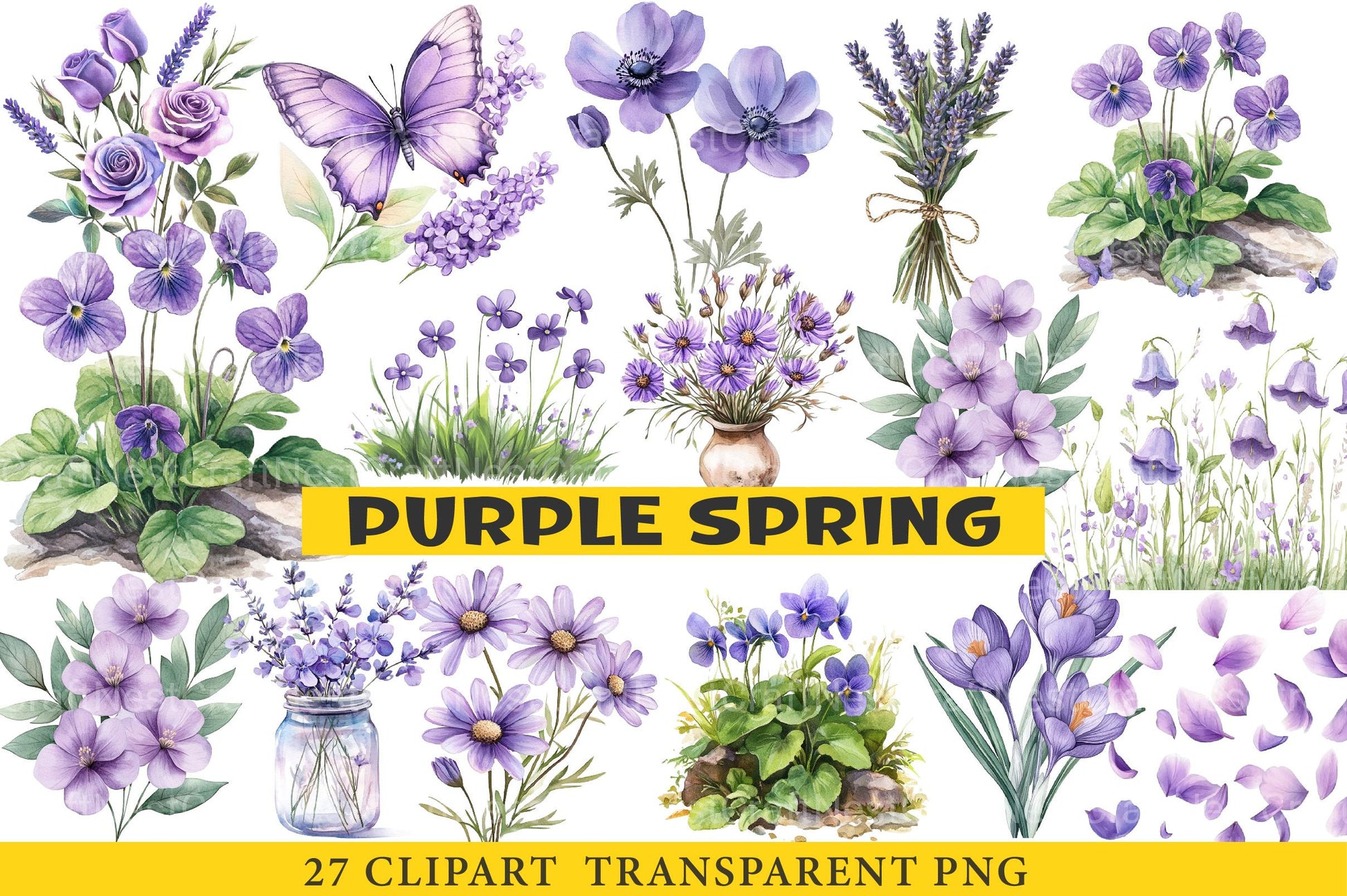 Purple Spring Clipart - CraftNest - Digital Crafting and Art