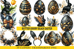 Glitter Luxury Black Easter Clipart Bundle - CraftNest - Digital Crafting and Art