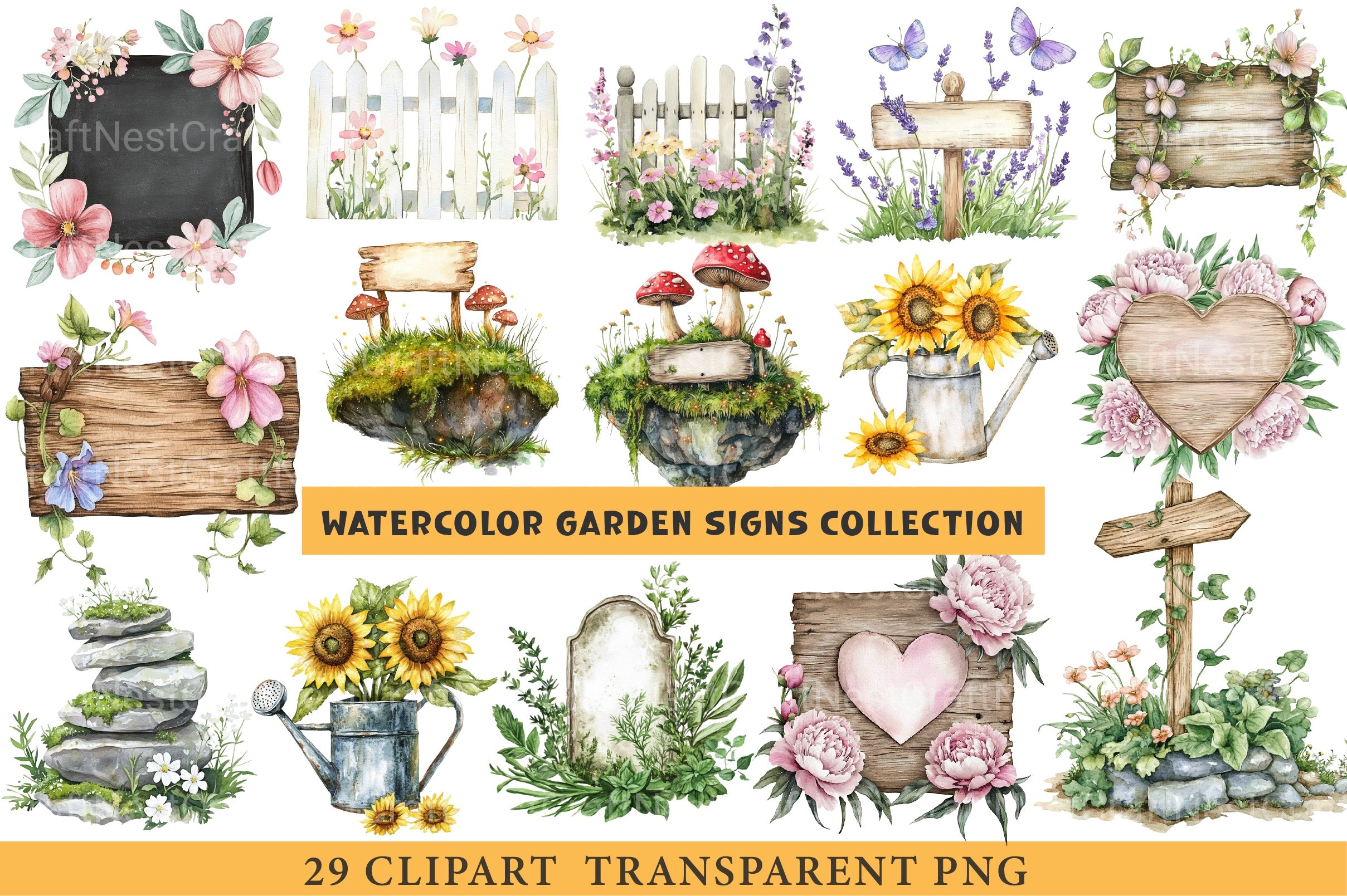 Garden Signs Collection Clipart Bundle - CraftNest - Digital Crafting and Art