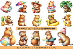 Summer Capybara Clipart - CraftNest - Digital Crafting and Art