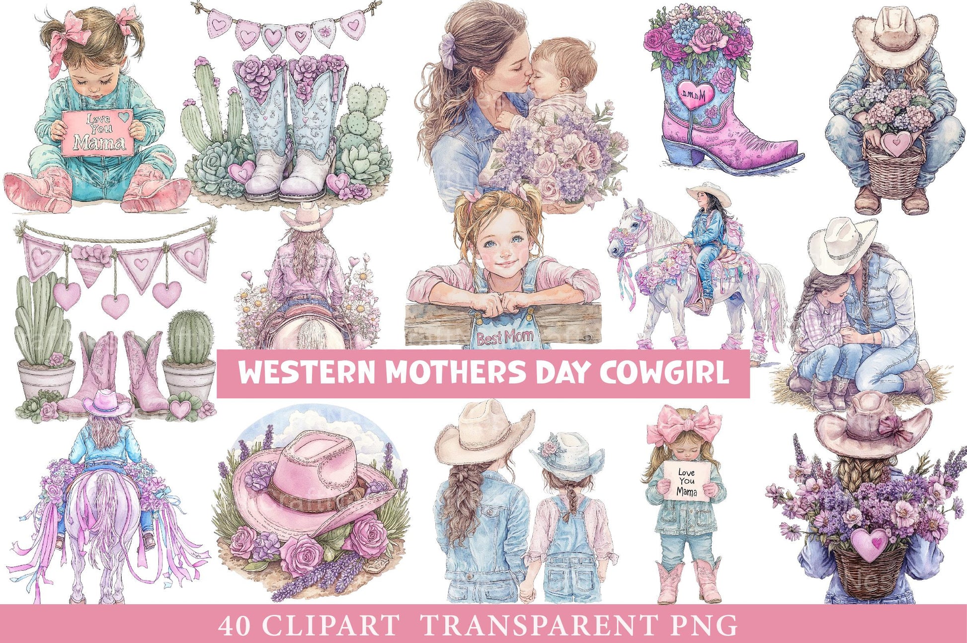 Western Mothers Day Cowgirl Clipart - CraftNest - Digital Crafting and Art