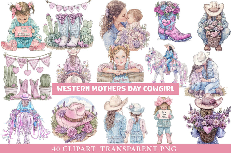 Western Mothers Day Cowgirl Clipart - CraftNest - Digital Crafting and Art