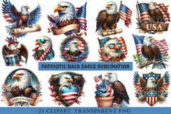 Patriotic Bald Eagle Clipart Bundle - CraftNest - Digital Crafting and Art