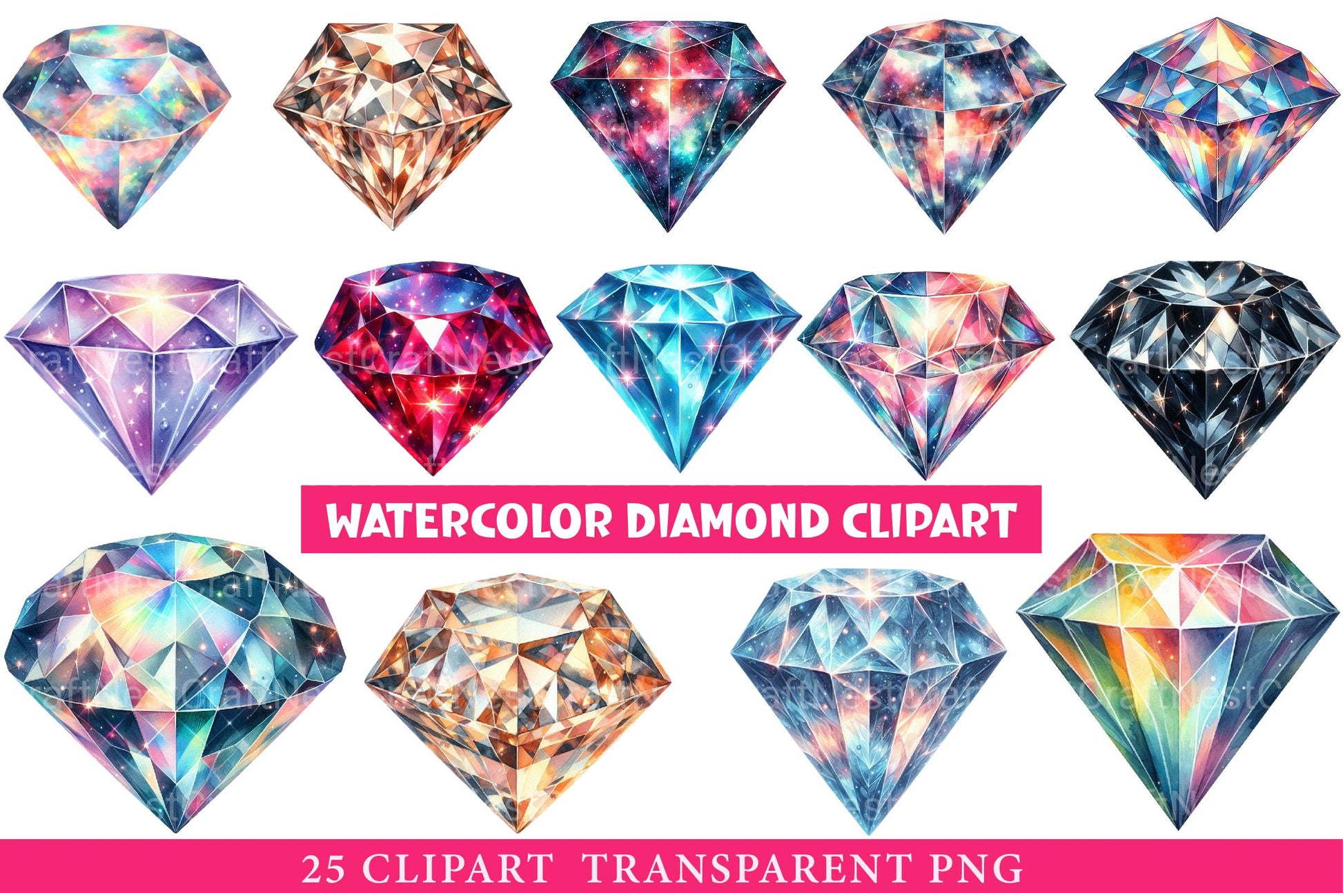 Diamond Clipart Bundle - CraftNest - Digital Crafting and Art