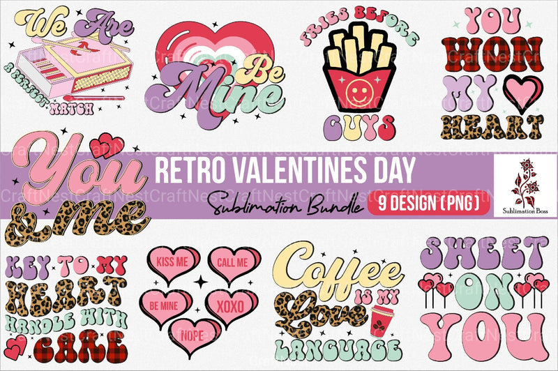 Retro Valentine's Day Clipart Bundle - CraftNest - Digital Crafting and Art