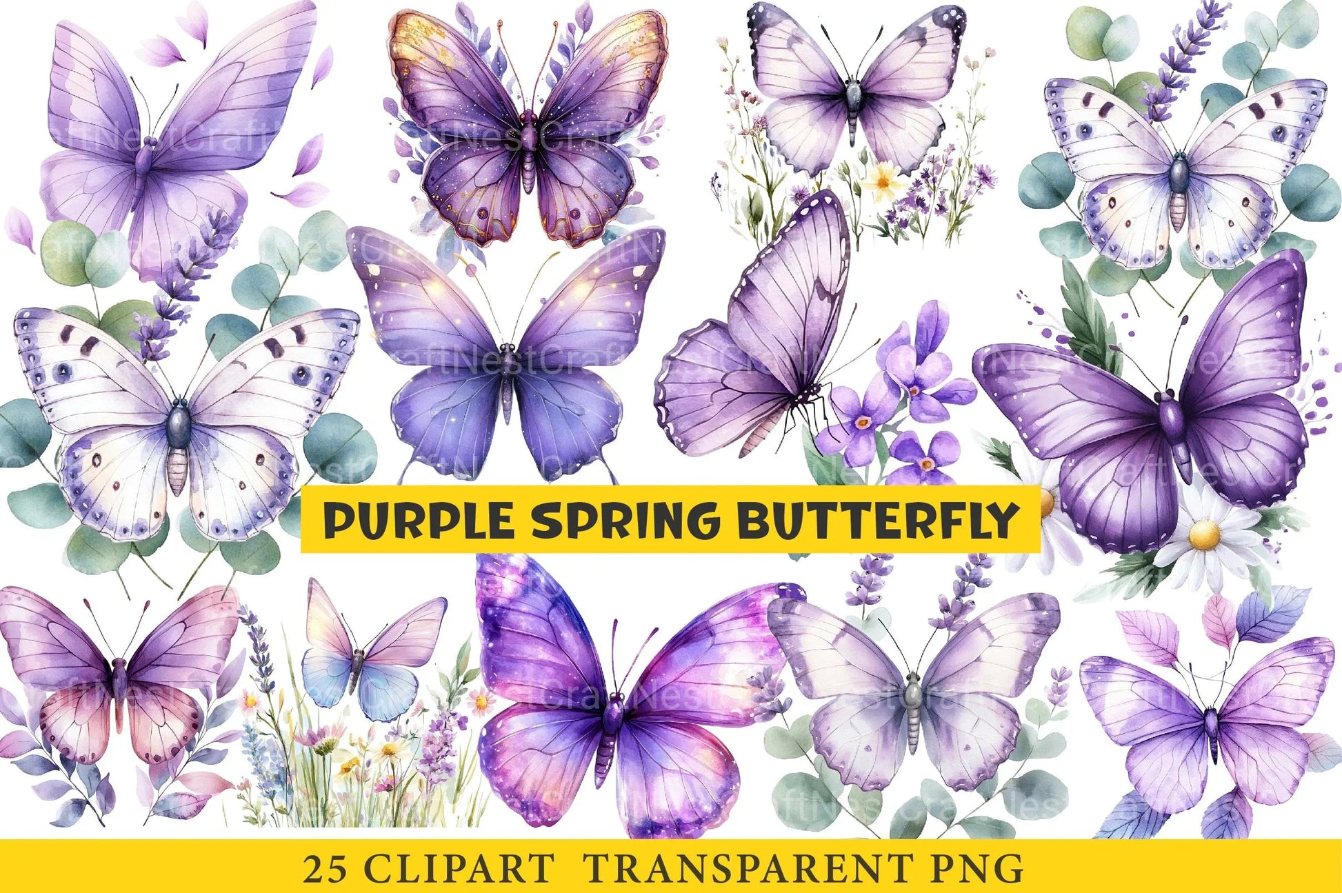 Purple Spring Butterfly Clipart - CraftNest - Digital Crafting and Art